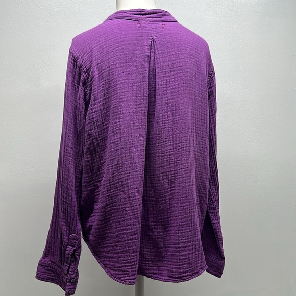 Xirena Blouse Top Shirt Long Sleeve Relaxed Beachy Chelsea Gauze Purple Small - Picture 5 of 8